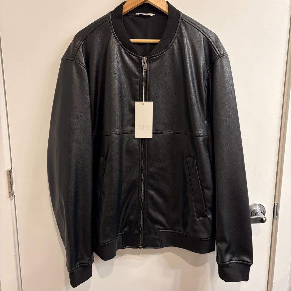 Zara Faux Leather Bomber Jacket